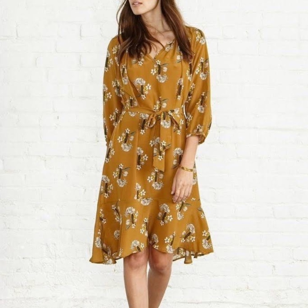 Amour Vert Silk Dandelion / Daisy Floral Print Dress Small